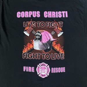 Corpus Christi Live To Fight Breast Cancer Awareness Fire Rescue Shirt Sz. L